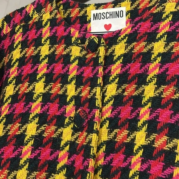 Vintage Love Moschino Women's Houndstooth Lightweight Coat - Picture 7 of 9